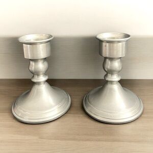 Pair of WEB weighted pewter candlesticks- 4.5inches tall